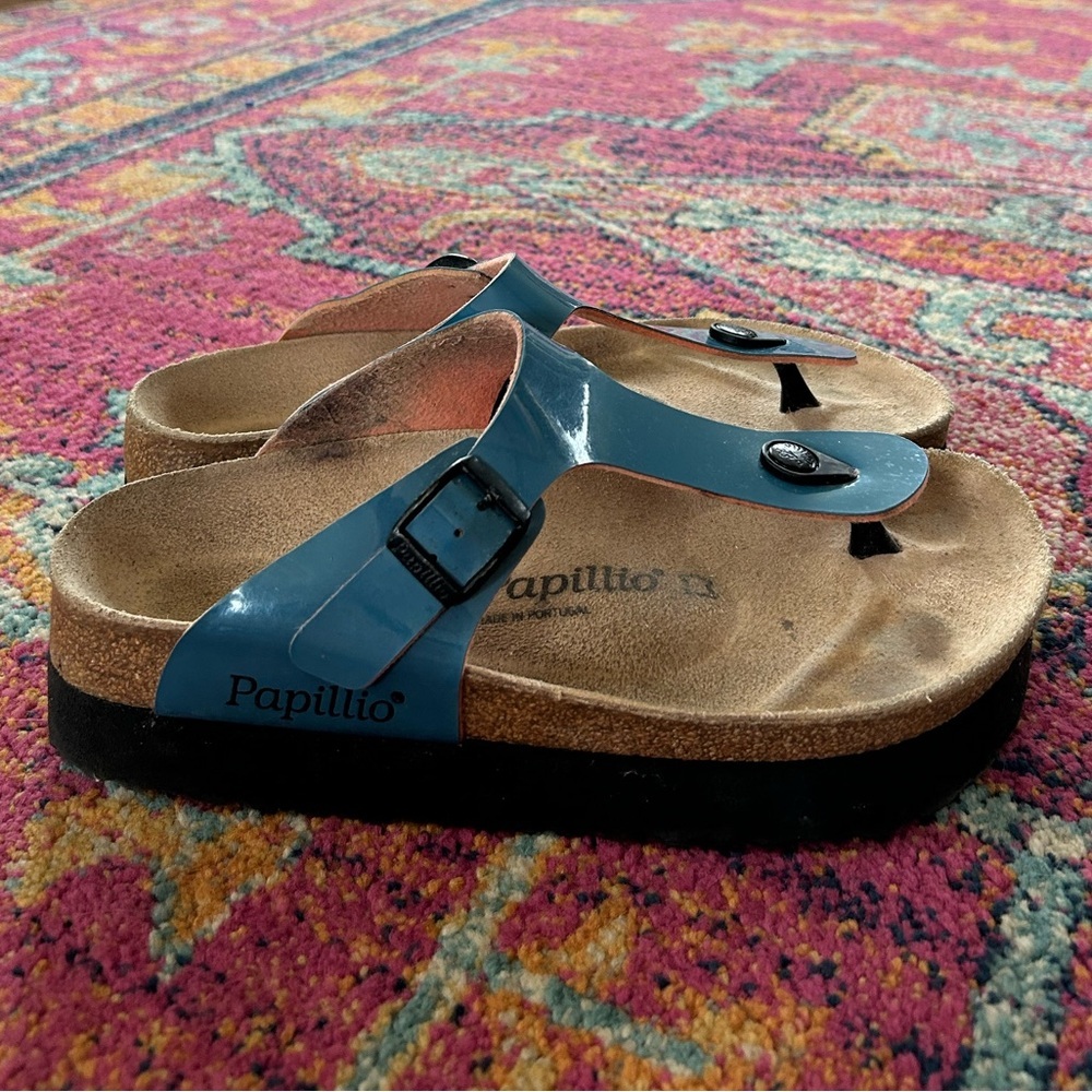 Birkenstock Papillio | Women's gentle blue Papillio Gizeh Platform Sandal, sz 8W - Picture 4 of 12